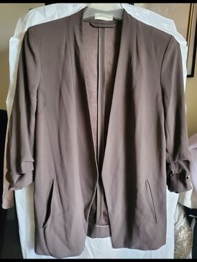 Babaton Chocolate Brown Open-Front Blazer Jacket